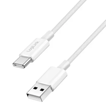 LogiLink CU0319 καλώδιο USB 2.0 Type-C, A/M σε C/M, 480 Mbps, 60 W, νάιλον, λευκό, 0,15 m