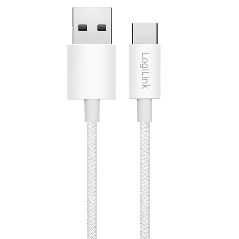 LogiLink CU0319 καλώδιο USB 2.0 Type-C, A/M σε C/M, 480 Mbps, 60 W, νάιλον, λευκό, 0,15 m