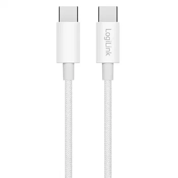 LogiLink CU0339 καλώδιο USB 2.0 Type-C, C/M σε C/M, 480 Mbps, 60 W, νάιλον, λευκό, 0,15 m