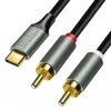 LogiLink CUA0140 καλώδιο USB 2.0 Type-C σε 2x RCA, στερεοφωνικός ήχος, αλουμίνιο, μαύρο/ασημί, 1 m
