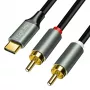 LogiLink CUA0141 καλώδιο USB 2.0 Type-C σε 2x RCA, στερεοφωνικός ήχος, αλουμίνιο, μαύρο/ασημί, 1,5 m