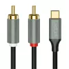 LogiLink CUA0141 καλώδιο USB 2.0 Type-C σε 2x RCA, στερεοφωνικός ήχος, αλουμίνιο, μαύρο/ασημί, 1,5 m