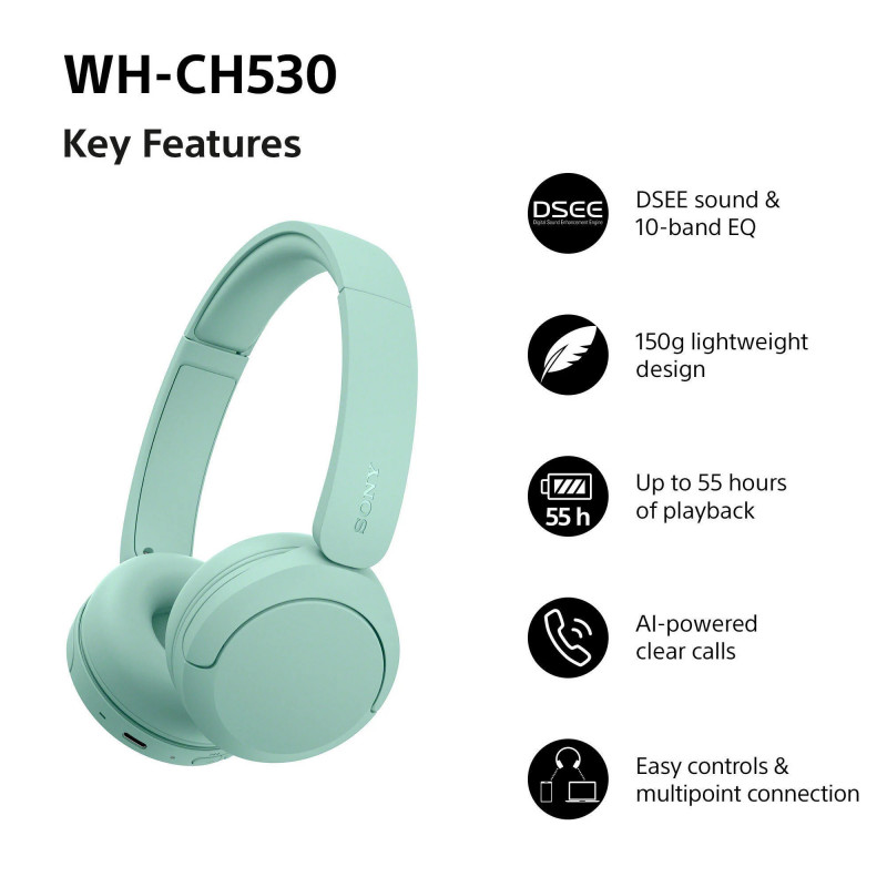 Sony WH-CH530 ασύρματα ακουστικά Bluetooth, μέντα