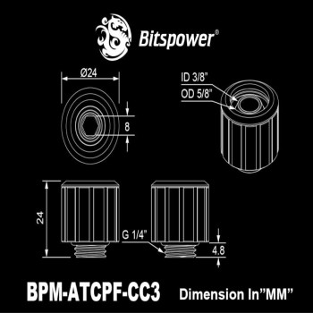 Bitspower Artemis BPM-ATCPF-CC3-SL ευθύ ρακόρ, αρσενικό σπείρωμα G1/4 για σωλήνα 16/10 mm, ασημί με αμμοβολή