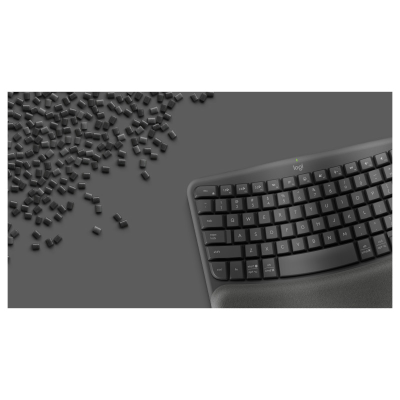 Logitech Wave Keys 920-012289 ασύρματο εργονομικό πληκτρολόγιο, 2,4 GHz / Bluetooth, ελβετική διάταξη (CH), γραφίτης