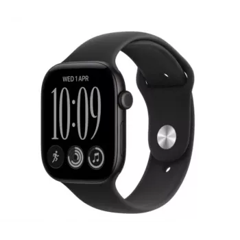 Apple Watch Series 12 GPS έξυπνο ρολόι, 42 mm, θήκη αλουμινίου σε μαύρο, αθλητικό λουράκι Sport μαύρο S/M