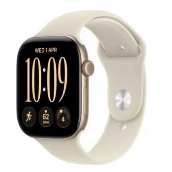Apple Watch Series 12 GPS έξυπνο ρολόι, 42 mm, θήκη αλουμινίου σε ανοιχτό χρυσό, αθλητικό λουράκι Sport άμμου S/M
