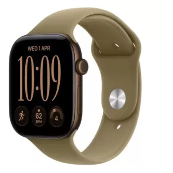 Apple Watch Series 12 GPS έξυπνο ρολόι, 42 mm, θήκη αλουμινίου σε σκούρο μπρονζέ, αθλητικό λουράκι Sport ελιάς S/M