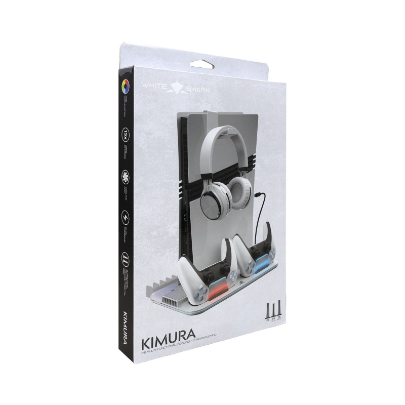 White Shark KIMURA PRO PS5 βάση ψύξης με 2 θέσεις φόρτισης, λευκή