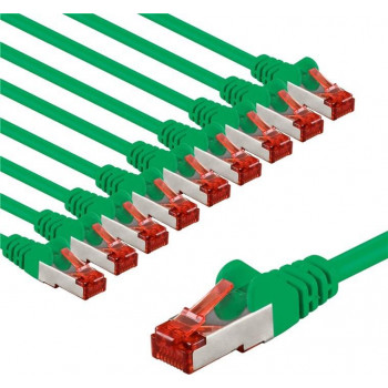 Goobay 67507 καλώδιο σύνδεσης δικτύου CAT 6, S/FTP (PiMF), 1 m, πράσινο, χάλκινος αγωγός (CU), 10 τεμ.