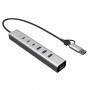 i-tec CAHUBMETAL6LANPD μεταλλικός διανομέας USB-C/USB-A, 6 θύρες, Gigabit LAN, Power Delivery 85 W, ασημί