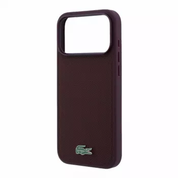 Lacoste PVC Iconic Petit Pique θήκη MagSafe για iPhone 18 Pro Max / 17 Pro Max, μεταλλικό λογότυπο, μπορντό