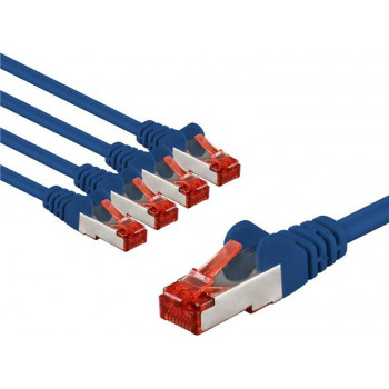 Goobay 66608 καλώδιο συνδεσμολογίας CAT 6, S/FTP (PiMF), 3 m, μπλε, χάλκινος αγωγός CU (5 τεμ.)