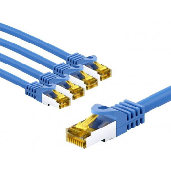 Goobay καλώδιο σύνδεσης RJ45 CAT 6A S/FTP (PiMF), 500 MHz, με ακατέργαστο καλώδιο CAT 7, 3 m, μπλε (5 τεμ.)