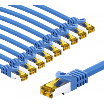 Goobay καλώδιο σύνδεσης RJ45 CAT 6A S/FTP (PiMF), 500 MHz, με ακατέργαστο καλώδιο CAT 7, 3 m, μπλε (10 τεμ.)