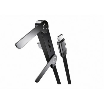Vakoss TC-U570 καλώδιο USB-C σε USB-C με λειτουργία βάσης, 100 W, 1 m, μαύρο