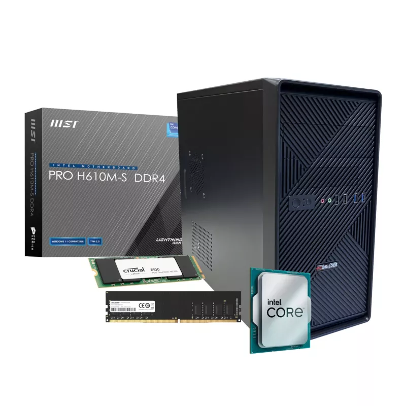 Επιτραπέζιος υπολογιστής PCBUiLDER HOME MASTER, Intel Core i3-14100, 8 GB DDR4, SSD M.2 NVMe 480 GB, Windows 11 Home