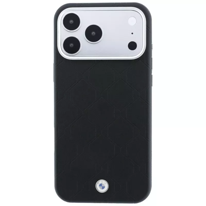 BMW Sign Deboss Quilted Metal Logo MagSafe θήκη για iPhone 18 Pro / 17 Pro, μαύρη