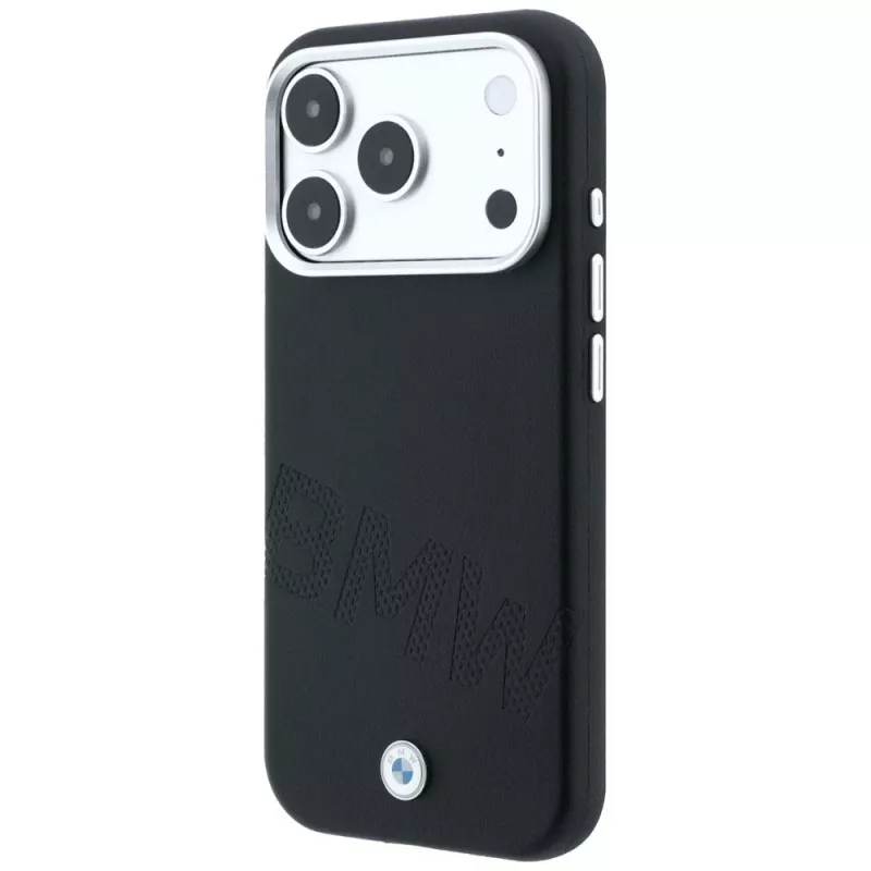 BMW Sign Inclined Deboss Letters MagSafe θήκη για iPhone 18 Pro Max / 17 Pro Max, μαύρη