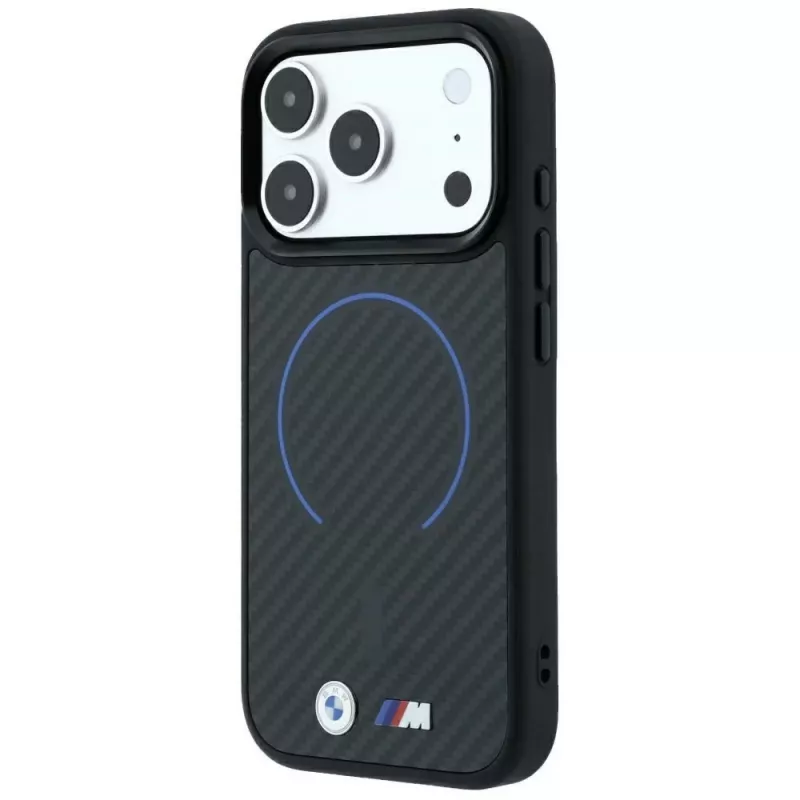 BMW M Kevlar Blue Print Ring MetalLogo MagSafe θήκη για iPhone 18 Pro Max / 17 Pro Max, μαύρη