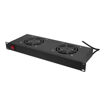 LogiLink FAU102B μονάδα ανεμιστήρων 19″, 2 ανεμιστήρες, με διακόπτη, 1U, μαύρη