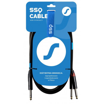 SSQ JSJM1 SS-1452 καλώδιο ήχου, στερεοφωνικό jack – 2x μονοφωνικό jack, 1 m, μαύρο
