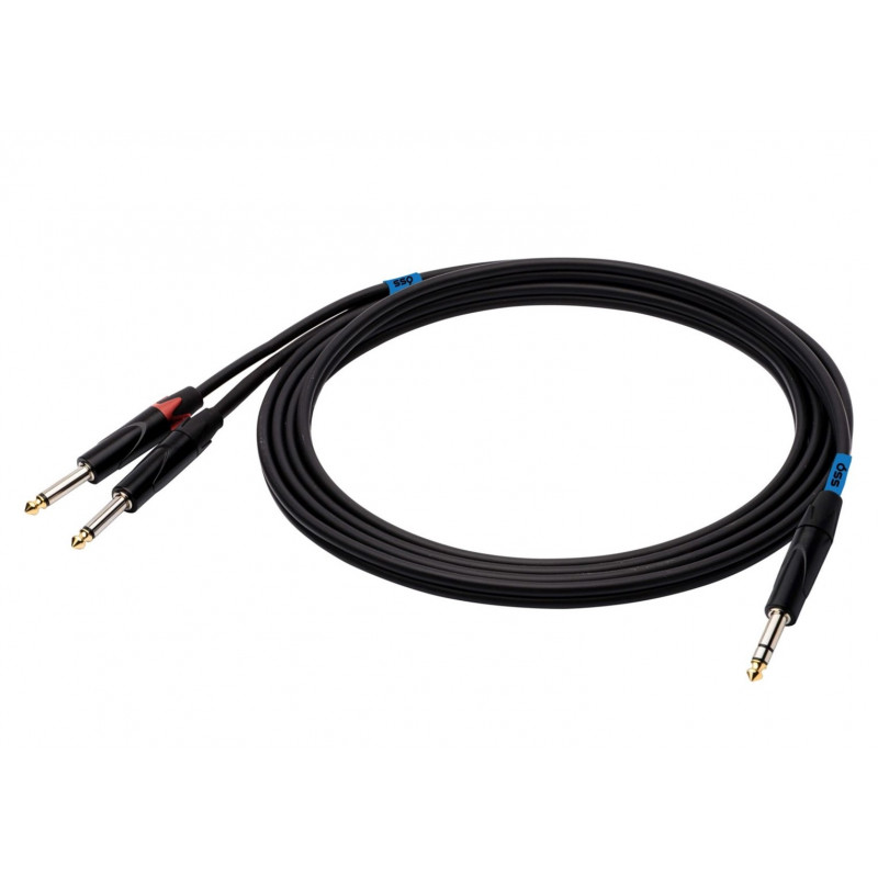 SSQ JSJM1 SS-1452 καλώδιο ήχου, στερεοφωνικό jack – 2x μονοφωνικό jack, 1 m, μαύρο