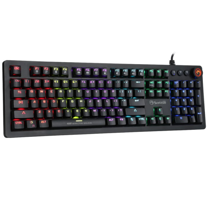 Marvo KG917 μηχανικό πληκτρολόγιο gaming, διάταξη US, RGB, διακόπτες Jixian Blue, USB, μαύρο