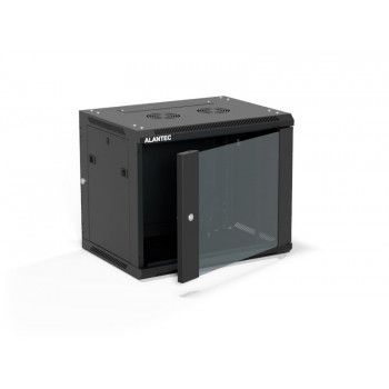Alantec SW-9U-600-450-01-CA επίτοιχο ερμάριο rack 19 ιντσών, 9U, 600x450, γυάλινη πόρτα, μαύρο