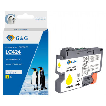 G&G κασέτα μελανιού για Brother 424 LC-424Y, κίτρινη, συμβατή