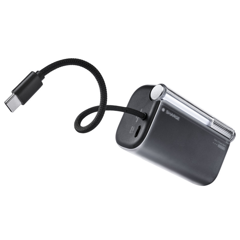 SHARGE Flow 3 εξωτερική μπαταρία, 10.000 mAh, 45 W PD, καλώδιο USB-C, μαύρη