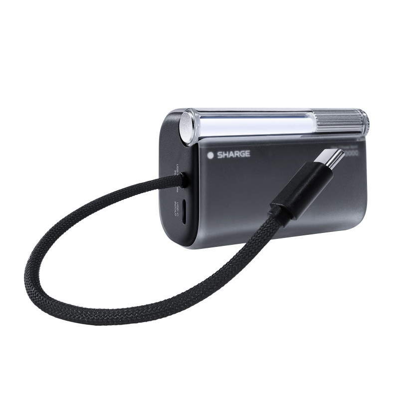 SHARGE Flow 3 εξωτερική μπαταρία, 10.000 mAh, 45 W PD, καλώδιο USB-C, μαύρη