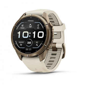 Garmin Fenix 9 Pro 010-04335-26 έξυπνο ρολόι, 43 mm, τιτάνιο Autumn Gold, λουράκι σιλικόνης κρεμ/γαλλικό γκρι