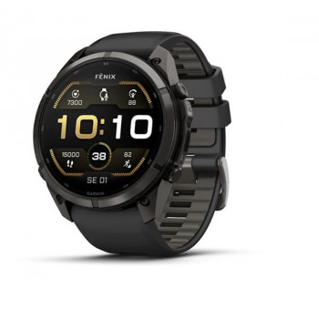 Garmin Fenix 9 Pro 010-04337-16 έξυπνο ρολόι, 51 mm, τιτάνιο DLC Carbon Gray, λουράκι σιλικόνης μαύρο/Pebble Grey