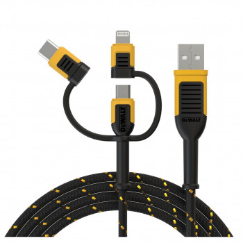 Καλώδιο USB Dewalt DXMA131-1356-DWG USB-A σε USB-C + microUSB + Lightning, 1,8 m, μαύρο