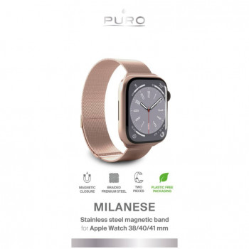Puro Milanese PUMILAW40ROSE λουράκι από ανοξείδωτο ατσάλι για Apple Watch 38/40/41 mm, ροζ
