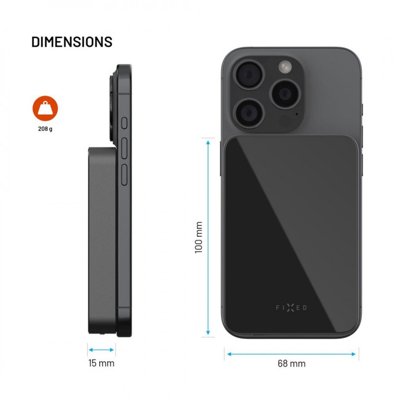 Fixed MagZen 10 Crystal εξωτερική μπαταρία, Qi2, 10000 mAh, μαύρη