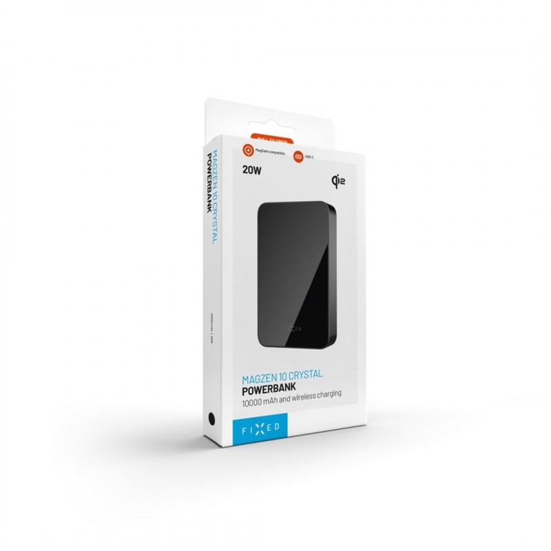Fixed MagZen 10 Crystal εξωτερική μπαταρία, Qi2, 10000 mAh, μαύρη
