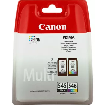 Canon PG-545 / CL-546 πακέτο κασετών μελάνης 8287B006, μαύρο + έγχρωμο (κυανό, ματζέντα, κίτρινο) (2 τεμ.)