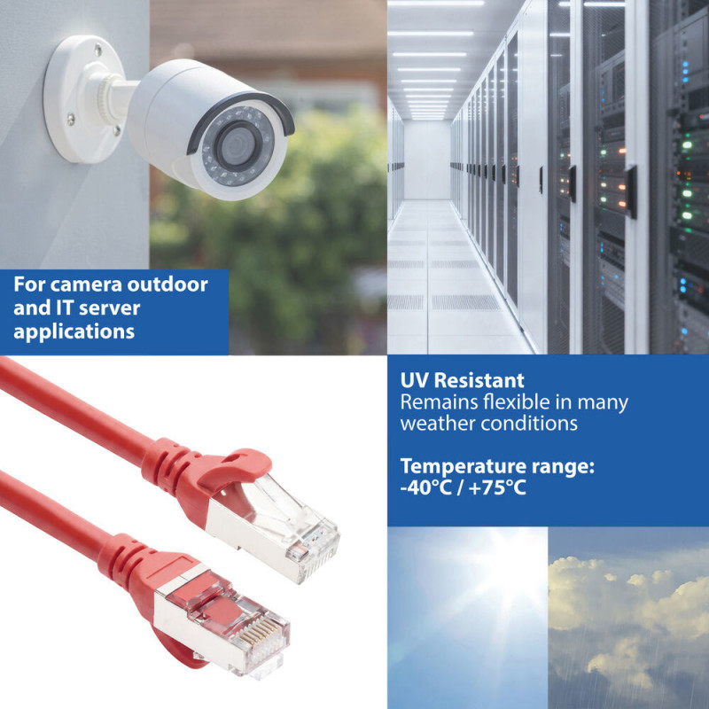 ACT FC2501 εξαιρετικά ευέλικτο καλώδιο σύνδεσης CAT6A S/FTP, 1 m, TPE, RJ45, με προστασία κλιπ, κόκκινο
