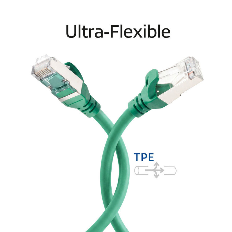 ACT FC2710 καλώδιο δικτύου S/FTP CAT6A, 10 m, TPE, εξαιρετικά ευέλικτο, με προστασία κλιπ, πράσινο