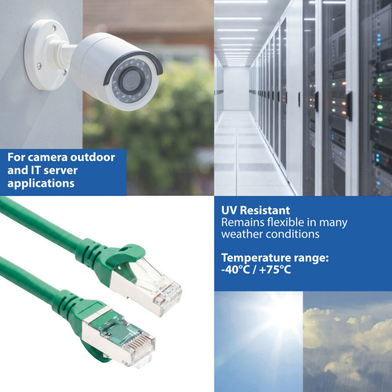 ACT FC2715 εξαιρετικά εύκαμπτο καλώδιο σύνδεσης S/FTP CAT6A, 15 m, TPE, με προστασία κατά του πιασίματος, πράσινο