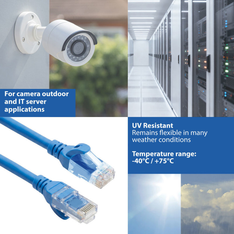 ACT FC1607 εξαιρετικά εύκαμπτο καλώδιο σύνδεσης CAT6A U/UTP με βύσματα RJ45, 7 m, TPE, με προστασία από σκάλωμα, μπλε
