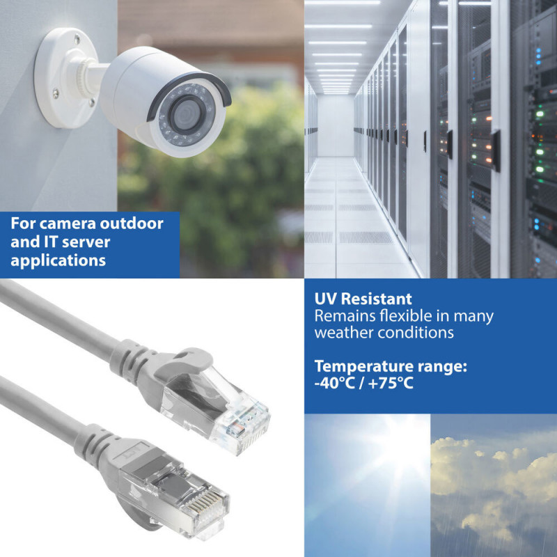 ACT FC1001 υπερευέλικτο καλώδιο σύνδεσης, U/UTP CAT6A, TPE, RJ45 με προστασία κλιπ, 1 m, γκρι