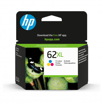 HP 62XL γνήσιο τρίχρωμο δοχείο μελανιού υψηλής απόδοσης, 9,5 ml, 300 σελίδες