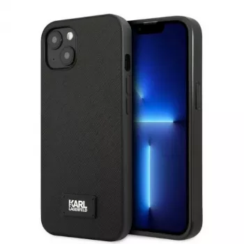 Karl Lagerfeld KLHCP13MSFMP2K σκληρή θήκη για iPhone 13 / 14 / 15, Saffiano Plaque, μαύρη