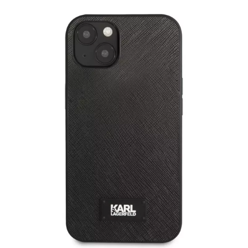 Karl Lagerfeld KLHCP13MSFMP2K σκληρή θήκη για iPhone 13 / 14 / 15, Saffiano Plaque, μαύρη