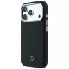 Mercedes Leather Semi Wrap Iconic Line MagSafe θήκη για iPhone 18 Pro / 17 Pro, μαύρη