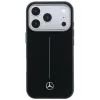 Mercedes Leather Semi Wrap Iconic Line MagSafe θήκη για iPhone 18 Pro / 17 Pro, μαύρη