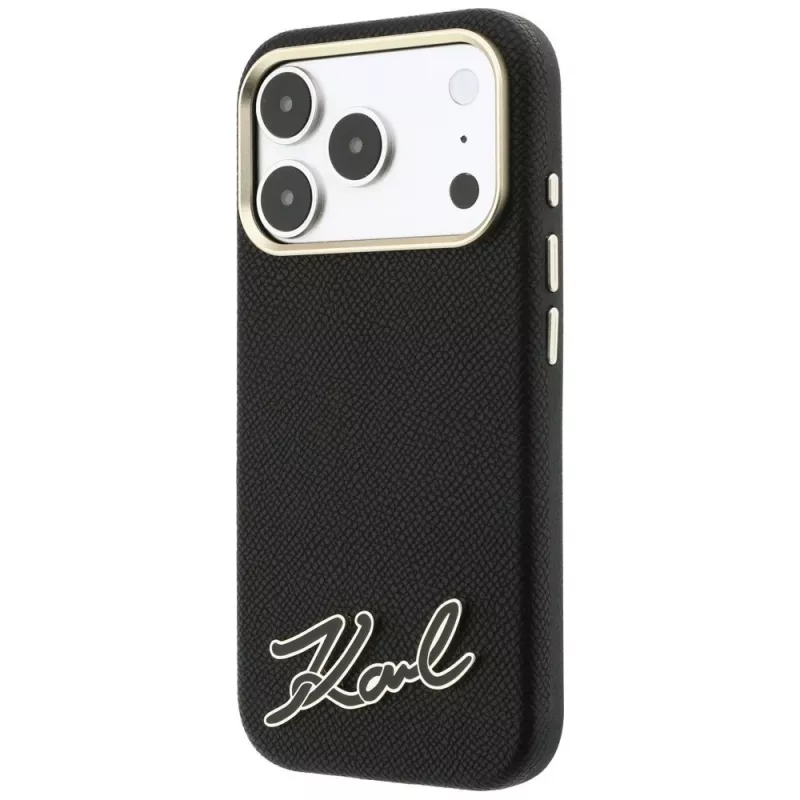 Karl Lagerfeld Grained with Resin Signature Logo MagSafe θήκη για iPhone 18 Pro Max / 17 Pro Max, μαύρη